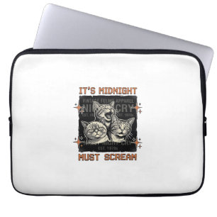 Housse Pour Ordinateur Portable Chats qui hurlent à minuit drôle Design de T-shirt