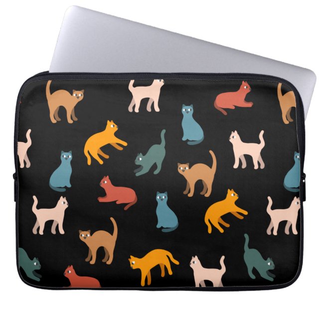 Housse Pour Ordinateur Portable Chats sur le noir (Devant)