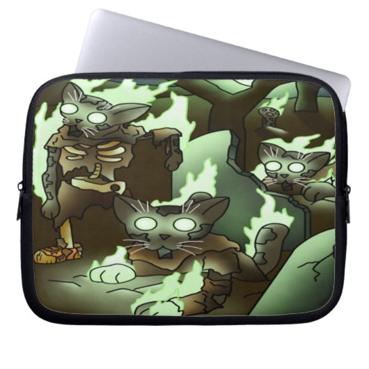 Housse Pour Ordinateur Portable Chats Zombie Halloween (Devant)