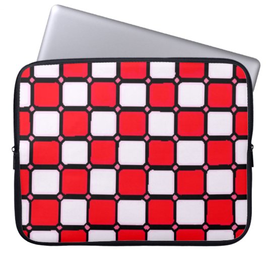 HOUSSE POUR ORDINATEUR PORTABLE CHECKERS ROUGE BLANC (Devant)