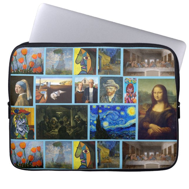 Housse Pour Ordinateur Portable Chefs-d'œuvre d'art, Bleu (Devant)