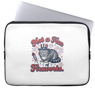 Housse Pour Ordinateur Portable Chemise Chat Effrayé Pas un Fan de Feux d'Artifice