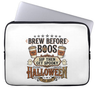 Housse Pour Ordinateur Portable Chemise de café Halloween Brassez avant les fantôm