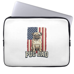 Housse Pour Ordinateur Portable Chemise de chien à gravure vintage patriotique Pug