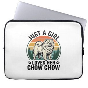 Housse Pour Ordinateur Portable Chemise de chien Chow Chow Fille vintage amateur d