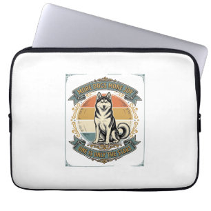 Housse Pour Ordinateur Portable Chemise de chien Husky Gravure vintage Un chien de