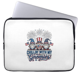 Housse Pour Ordinateur Portable Chemise de Gnome Patriotique en Train de Se Détend