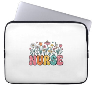 Housse Pour Ordinateur Portable Chemise de style vintage à lettres bulles Floral N