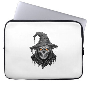 Housse Pour Ordinateur Portable Chemise Halloween Chapeau De Sorcière Crâne Gravur