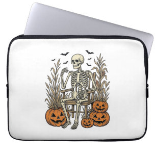 Housse Pour Ordinateur Portable Chemise Halloween squelette vintage et citrouilles