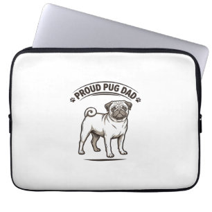 Housse Pour Ordinateur Portable Chemise Pug Papa Gravure Vintage Design Papa Chien