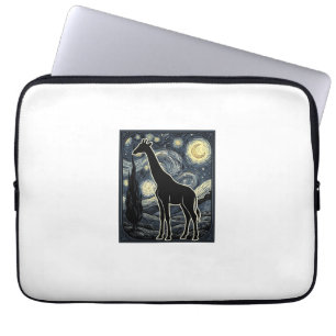 Housse Pour Ordinateur Portable Chemise vintage gravure girafe nuit étoilée_1