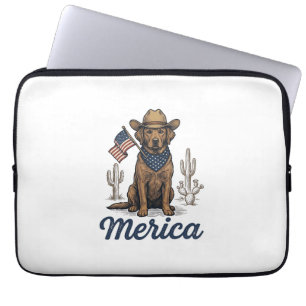 Housse Pour Ordinateur Portable Chemise Vintage Merica Cowboy Chien Drapeau Améric
