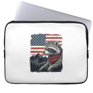 Housse Pour Ordinateur Portable Chemise vintage patriotique Raccoon Mountain Flag 