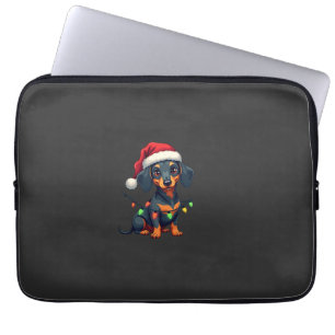 Housse Pour Ordinateur Portable Chemises de Noël de l'arbre de chiens de teckel Ca