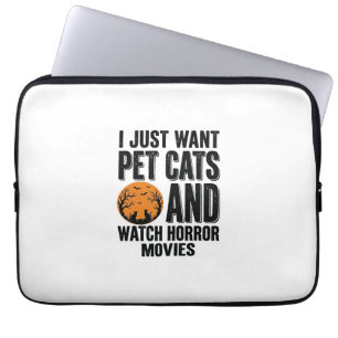 Housse Pour Ordinateur Portable Chemises Halloween Vintage Films d'Horreur Chats d