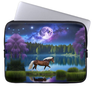 Housse Pour Ordinateur Portable Cheval belge Palomino sous ciel étoilé violet