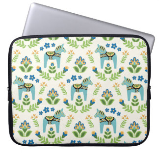 Housse Pour Ordinateur Portable Cheval de Dala suédois Turquoise