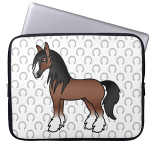 Housse Pour Ordinateur Portable Cheval de dessin animé Shire Clydesdale Vanner Tsi