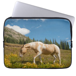 Housse Pour Ordinateur Portable Cheval sur les herbes dans un pré alpin en été