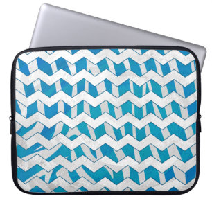 Housse Pour Ordinateur Portable Chevron bleu et blanc Zebra