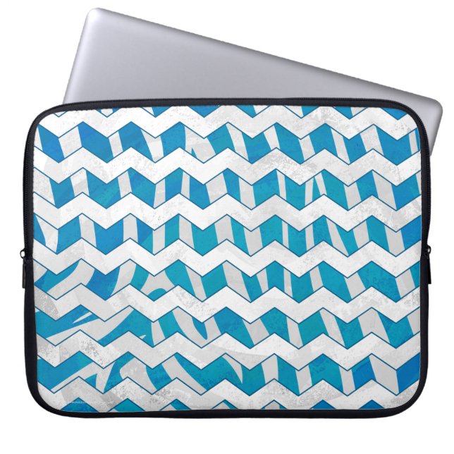 Housse Pour Ordinateur Portable Chevron bleu et blanc Zebra (Devant)