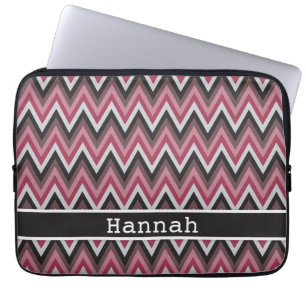 Housse Pour Ordinateur Portable Chevron Brown romantique rose avec nom