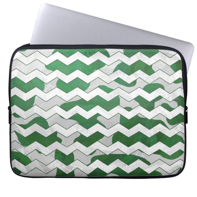 Housse Pour Ordinateur Portable Chevron Vache vert et blanc Impression (Devant)