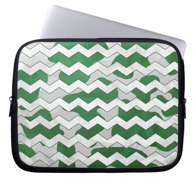 Housse Pour Ordinateur Portable Chevron Vache vert et blanc Impression (Devant)