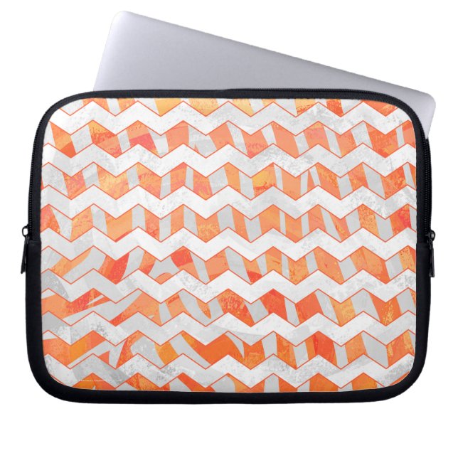 Housse Pour Ordinateur Portable Chevron Zèbre Orange et Blanc (Devant)