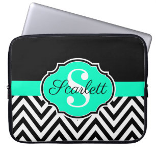 Housse Pour Ordinateur Portable Chevrons noirs et blancs