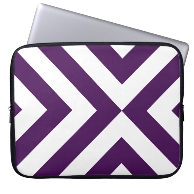 Housse Pour Ordinateur Portable Chevrons violets et blancs (Devant)