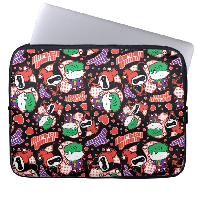 Housse Pour Ordinateur Portable Chibi Joker et Harley Heart Motif (Devant)