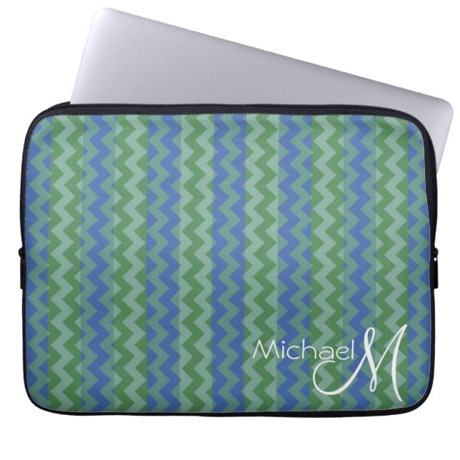 Housse Pour Ordinateur Portable Chic Chevron Zigzag Custom Monogramme 8 (Devant)