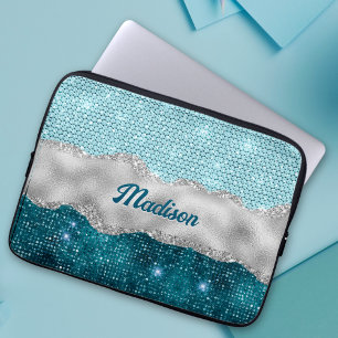 Housse Pour Ordinateur Portable Chic girly turquoise menthe vert parties scintilla