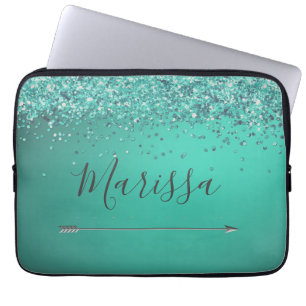 Housse Pour Ordinateur Portable Chic Glitterie Turquiose Personnalisé