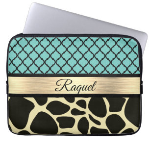 Housse Pour Ordinateur Portable Chic Quatrefoil Giraffe Imprimer