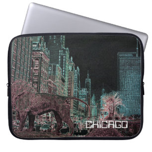 HOUSSE POUR ORDINATEUR PORTABLE CHICAGO MICHIGAN AVENUE @ ART MUSEUM 1967 NEON