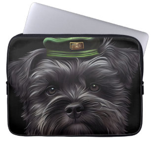 Housse Pour Ordinateur Portable Chien Affenpinscher en Robe de la Saint Patrick