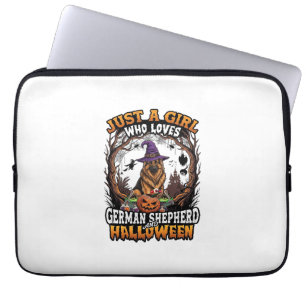 Housse Pour Ordinateur Portable Chien Berger Allemand Halloween Sorcière Chapeau C
