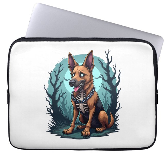 Housse Pour Ordinateur Portable Chien berger de squelette (Devant)