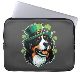 Housse Pour Ordinateur Portable Chien bernois irlandais Leprechaun Casquette Jour