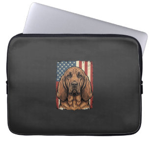 Housse Pour Ordinateur Portable Chien Bloodhound Patriotique Drapeau Américain Art
