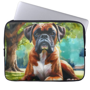 Housse Pour Ordinateur Portable Chien Boxer🐾Queue Qui Remue Et Fouets De Queue