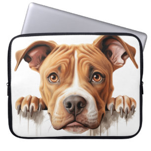 Housse Pour Ordinateur Portable CHIEN Brown ET BLANC PITBULL TERRIER