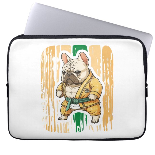Housse Pour Ordinateur Portable Chien connaît Karate (Devant)