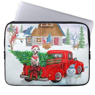 Housse Pour Ordinateur Portable Chien dalmate en livraison de Noël Camion Neige