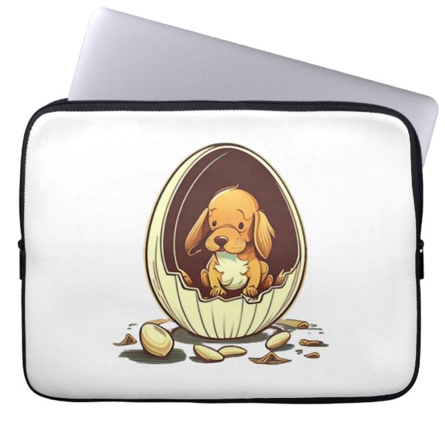Housse Pour Ordinateur Portable chien dans l'oeuf. (Devant)