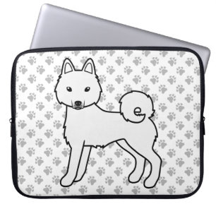 Housse Pour Ordinateur Portable Chien de dessin animé mignon Klee Kai blanc d'Alas