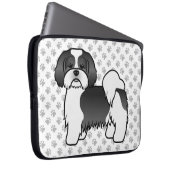 Housse Pour Ordinateur Portable Chien de dessin animé mignon Lhasa Apso noir et bl (Devant droit)